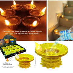 Water Sensor LED Diyas Set – Flameless Golden for Festive Decor