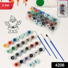 Close-up of the included 24-color acrylic paint pots for the adult paint by number kit.