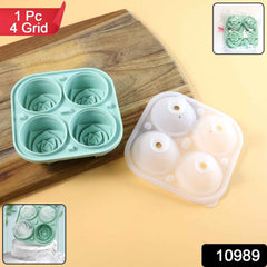Rose Shape Ice Cube Tray – 4-Grid Silicone Mold with Lid