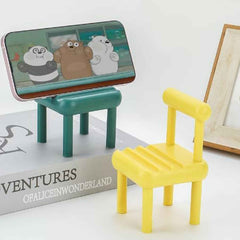 Mini Chair Phone Stand – Portable Wooden Desktop Holder | PHOBIA