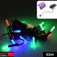 Close-up of multi-color LED string lights perfect for Diwali and other Indian festivals.