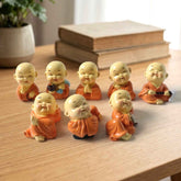 Mini Monk Buddha Idol Set – Serene & Joyful Home Decor