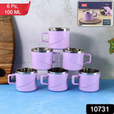 Tea Coffee Cup Set of 6 – Durable Metal Inner, Heat-Safe Sleeve