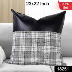 Leather & Cotton Pillow Covers – 23x22 Inch Set of 2 | Styleva