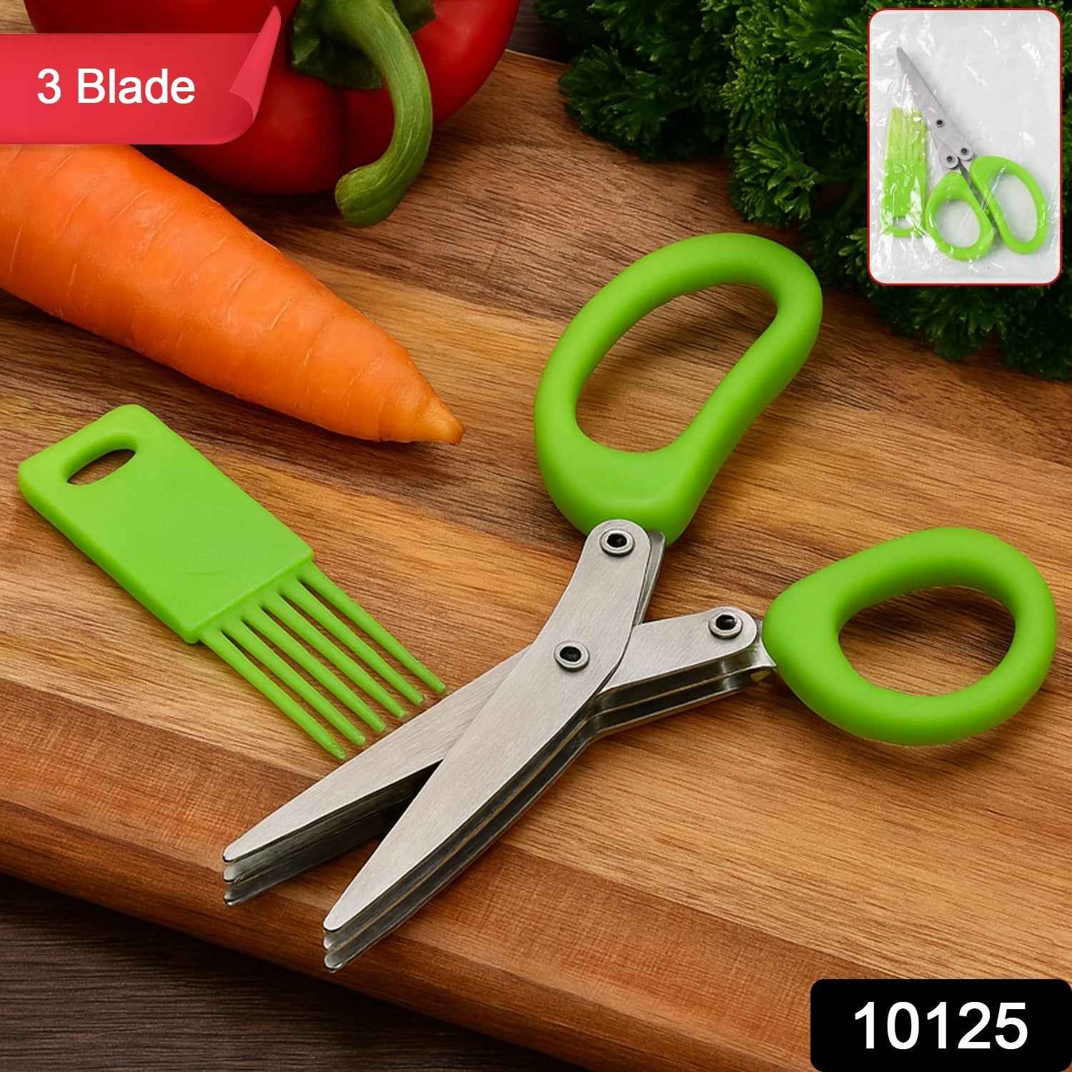 3-Blade Kitchen Scissors – Efficient Herb & Vegetable Chopper