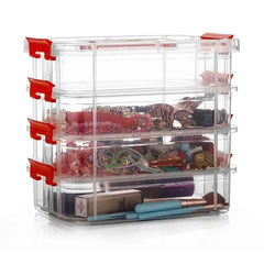 Plastic Storage Box – 4-Layer Transparent Organizer with Handle