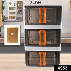 Plastic Folding Wardrobe Organizer – Space-Saving 3-Layer Unit