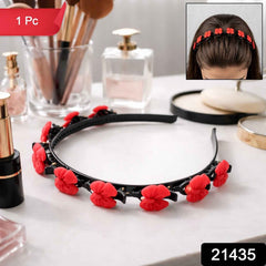 Decorative Floral Headband with Built-In Mini Claw Clips – Stylish and Secure