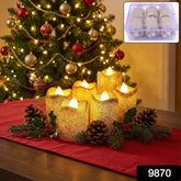 LED Tealight Candles – 6 Pc Flameless Christmas Glitter Set
