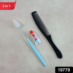 Travel comb and travel-sized toothpaste set for personal grooming