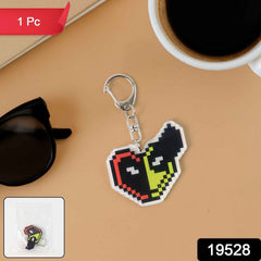 Pixel Style Acrylic Keychain – Retro Gaming Heart Design