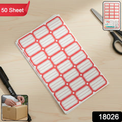 Multiple self-adhesive label stickers displayed for organization