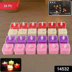 LED Tealight Candles – Set of 24 Multi-Color Flameless Lights