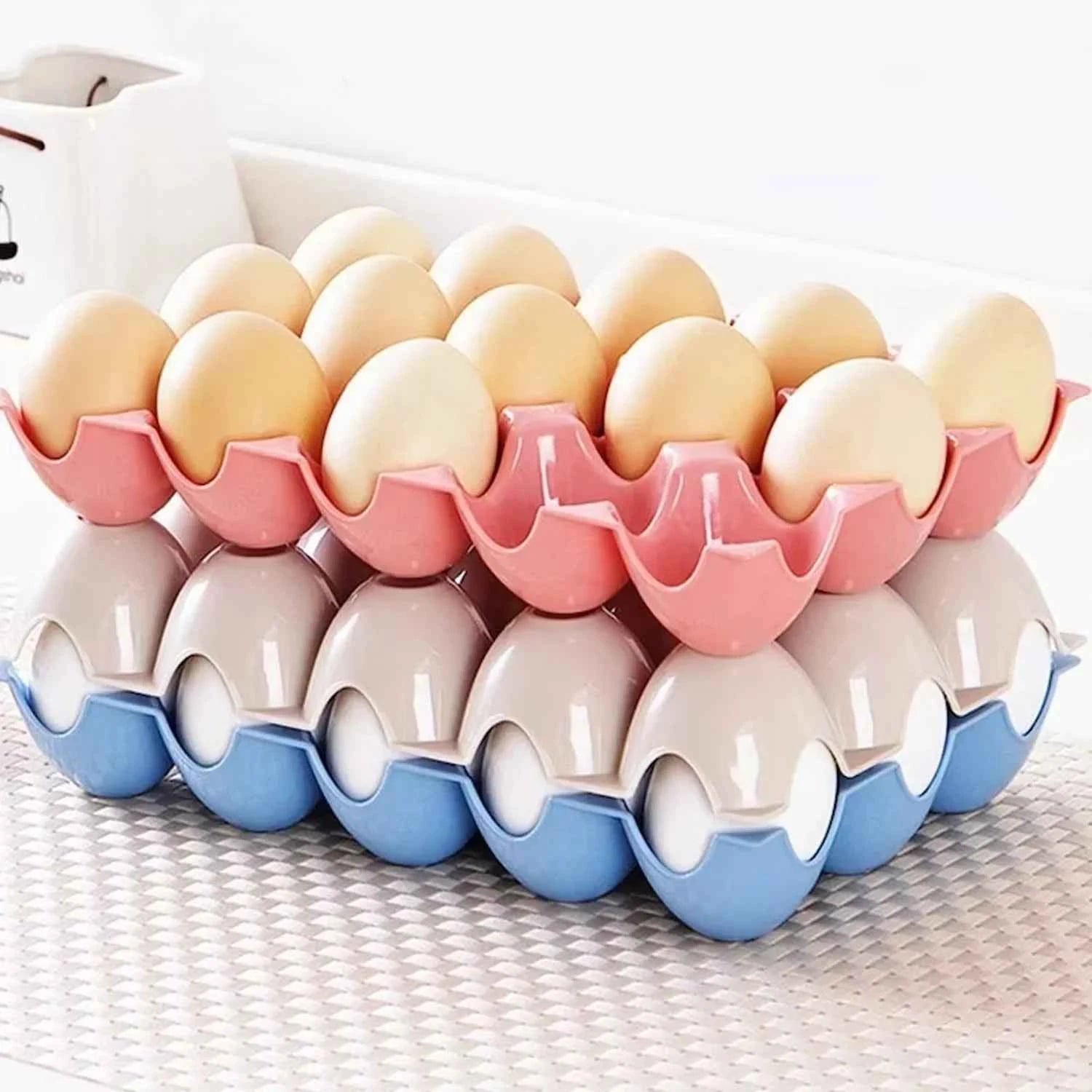 Plastic Egg Trays – 15-Cavity Stackable Storage (4 Pc) | Organivo