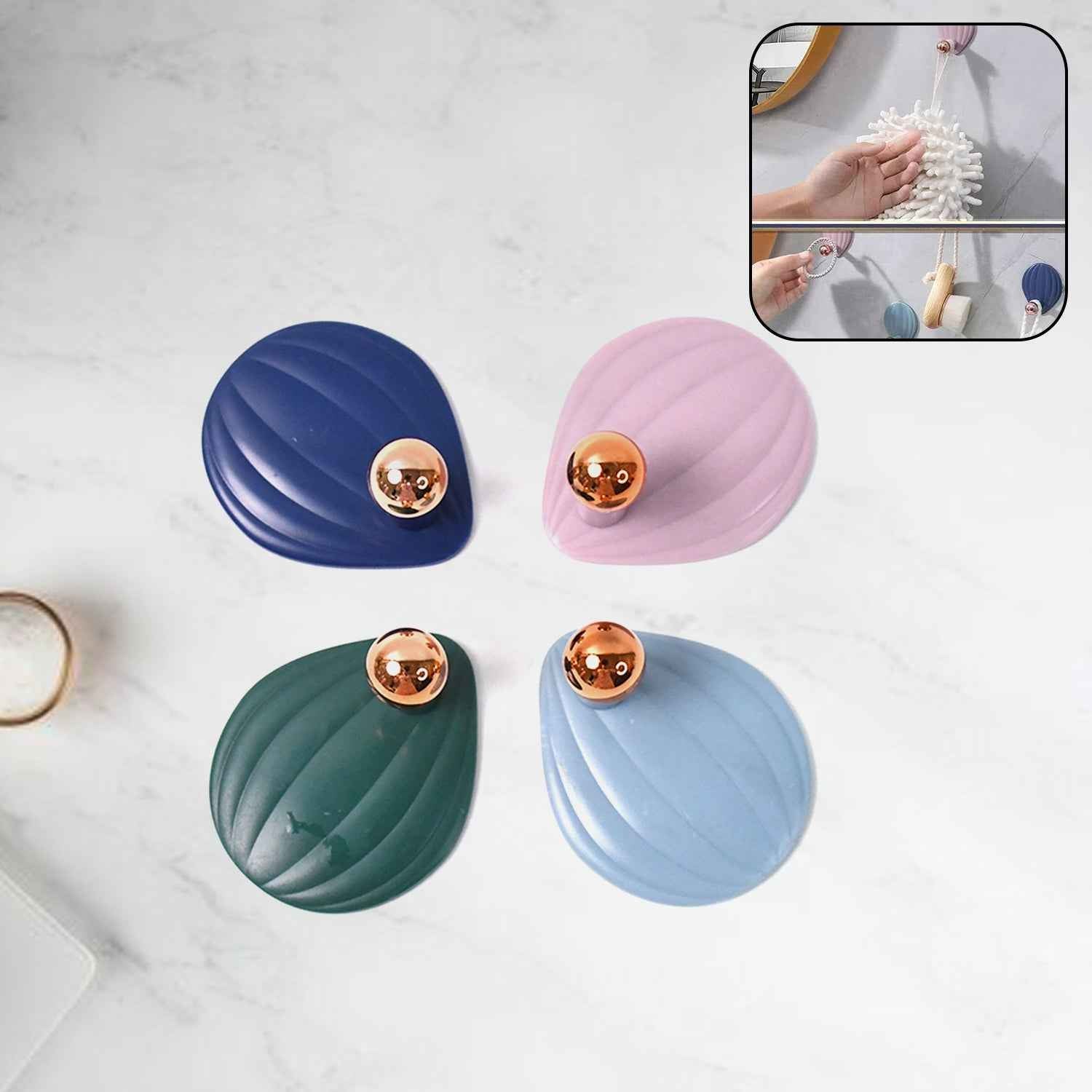 Self Adhesive Wall Hooks – Waterproof, Stylish 5 KG Load (4 Pc)