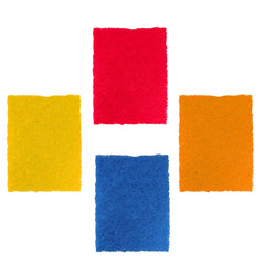 Four green Kitchen Scrubber Pads by Quickslice, ideal for tiles and dishes.
