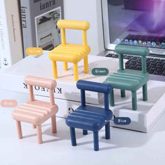 Mini Chair Phone Stand – Portable Wooden Desktop Holder | PHOBIA