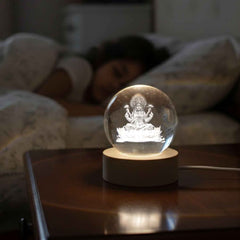 3D Crystal Lakshmi Ball LED Night Lamp – Warm Spiritual Decor