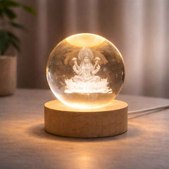 3D Crystal Lakshmi Ball LED Night Lamp – Warm Spiritual Decor