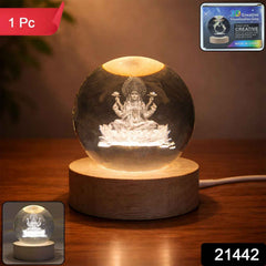 3D Crystal Lakshmi Ball LED Night Lamp – Warm Spiritual Decor
