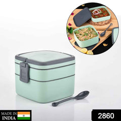 Stackable Lunch Box – Green Double-Layer Tiffin | Lunchie Bunchie