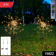 Solar Starburst Garden Lights – Warm White Firework Effect 2 Pc Set