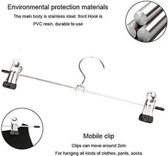 Detail of an adjustable anti-rust hanger clip and 360-degree swivel hook.