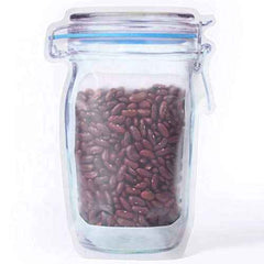 Airtight plastic food storage pouch with a secure zipper, great for travel snacks.