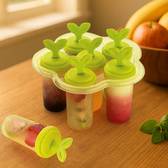 BPA-free plastic 6-cavity ice candy maker with sticks.