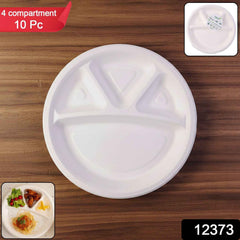 4 Compartment Disposable Food Serving Plate – Set of 10
