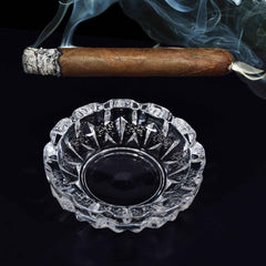 Crystal Glass Ashtray – Round Cigar & Cigarette | Styleva