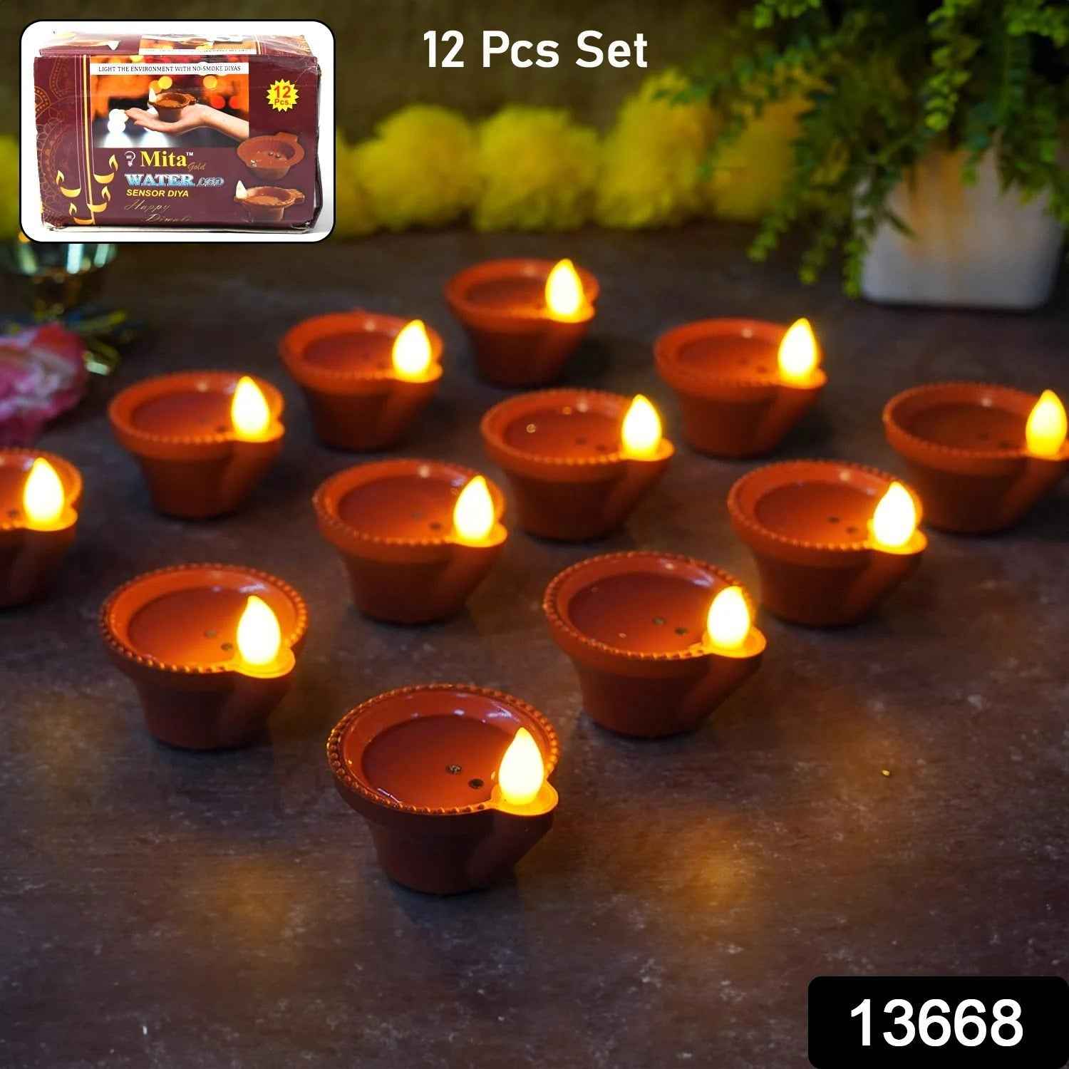 Water Sensor Diyas – Flameless LED Set for Diwali Decor | Giftoiza