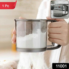 Plastic Flour Sieve Cup – Fine Mesh Filter with Handle for Baking