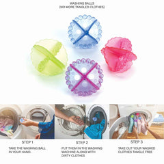 Detergent-Free Laundry Balls – 4 Pcs for Eco-Friendly Wash | Velvet Wipe