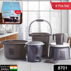 Plastic Bathroom Accessories Set – Durable 6-Piece Bath Kit