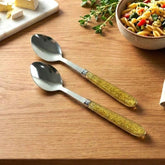 Stainless Steel Dining Spoon Set – Elegant Glitter Handles, Pack of 2