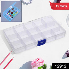 Jewellery Organizer Box – 15-Grid Clear Plastic with Dividers |