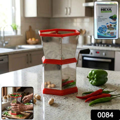 Chilli Cutter – Manual Hexa-Style Hand-Crank Vegetable Chopper