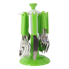 Stainless Steel Cutlery Set – 24 Pieces with Rotating Stand