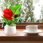 Artificial Rose Plant – Realistic Decor with Pot | VoltDesk