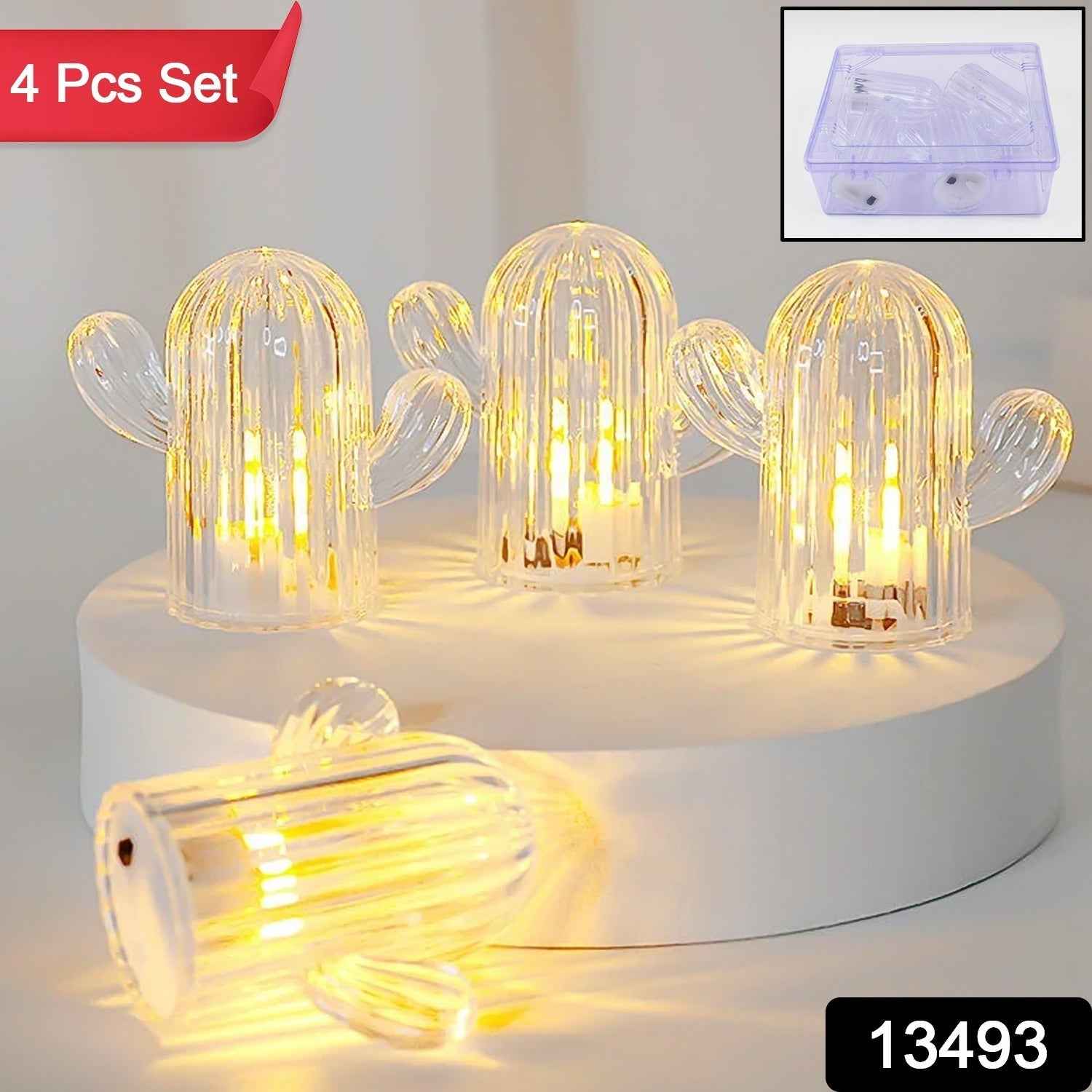 Cactus LED Night Light – Warm Glow, 4 Pcs Set | Indo Glow