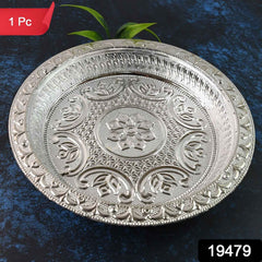 Silver Finish Plastic Pooja Thali – Lightweight & Durable