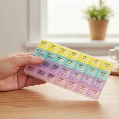 Weekly Pill Organizer – 28-Slot Portable Medicine Box | Organivo