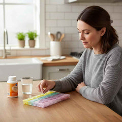 Weekly Pill Organizer – 28-Slot Portable Medicine Box | Organivo