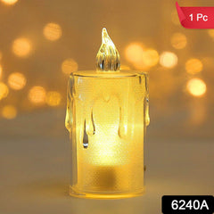 Close-up of Styleva's battery-operated crystal LED candle on a dark surface.