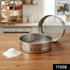 Stainless Steel Atta Chalni Sieve Set – Fine Mesh 2 Pc