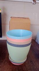 Round Flower Pot – 5 Pcs Set with Tray, Small |