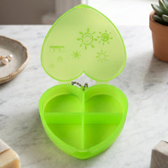 Heart-shaped 4-compartment pill organizer with keychain