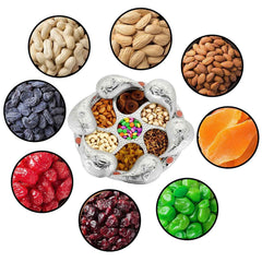 Rotating Dry Fruit Tray – 7-Compartment Snack Server | Lunchie Bunchie