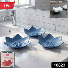 Lotus Blossom Soap Holder Set – 3-Piece Fast Drain Soap Dish